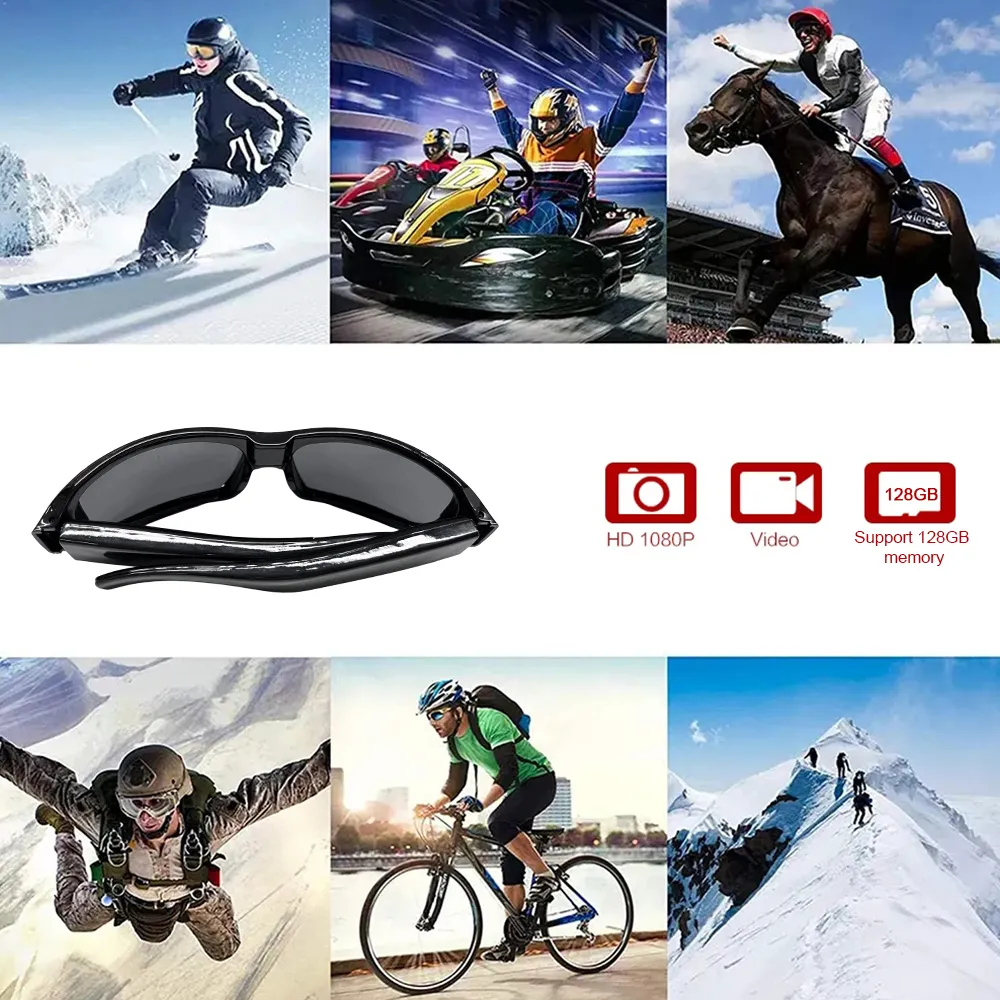 Glasses Camera HD 1080P Video Take Photo Outdoor Video Recorder Cycling Wearable Protable Mini Camera One Button Control Glasses Camera HD 1080P Video Take Photo Outdoor Video Recorder Cycling Wearable Protable Mini Camera One Button Control