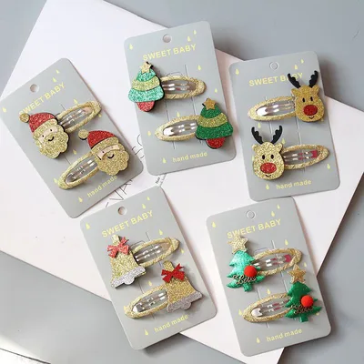 Glitter Christmas Hair Clips Set (2 pcs)