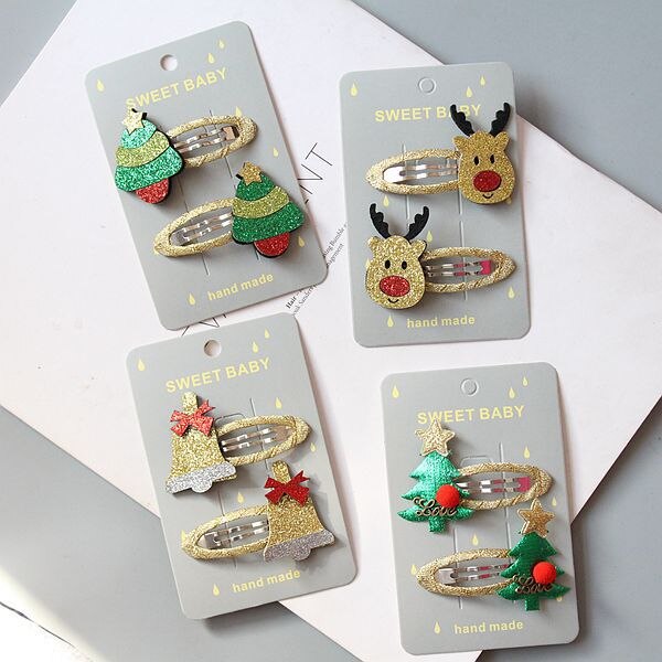Glitter Christmas Hair Clips Set (2 pcs)