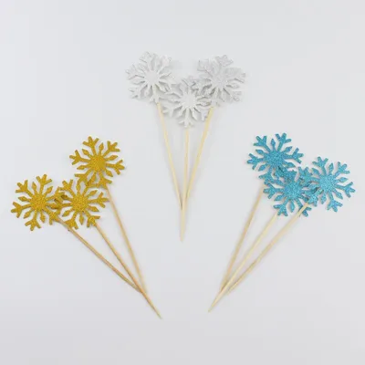 Glitter Snowflake Cake Toppers (10pcs)