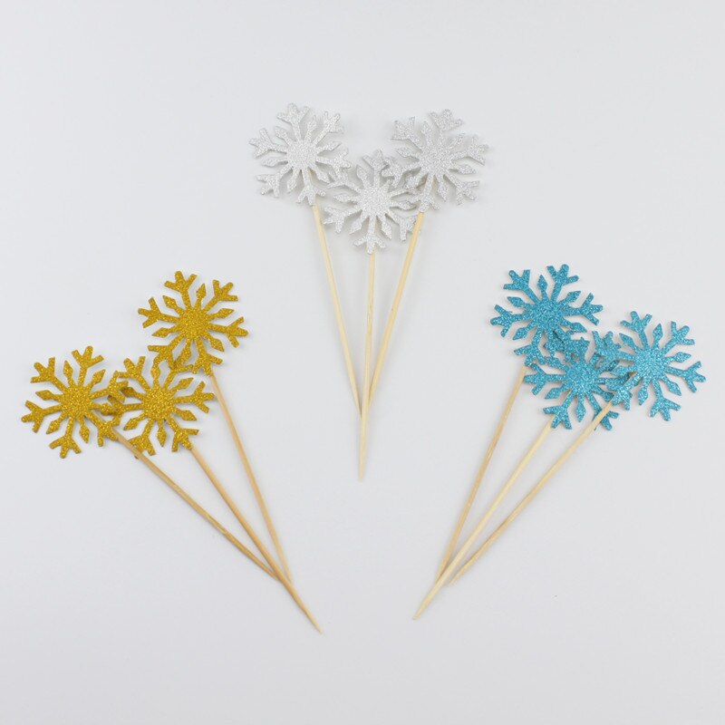 Glitter Snowflake Cake Toppers (10pcs)