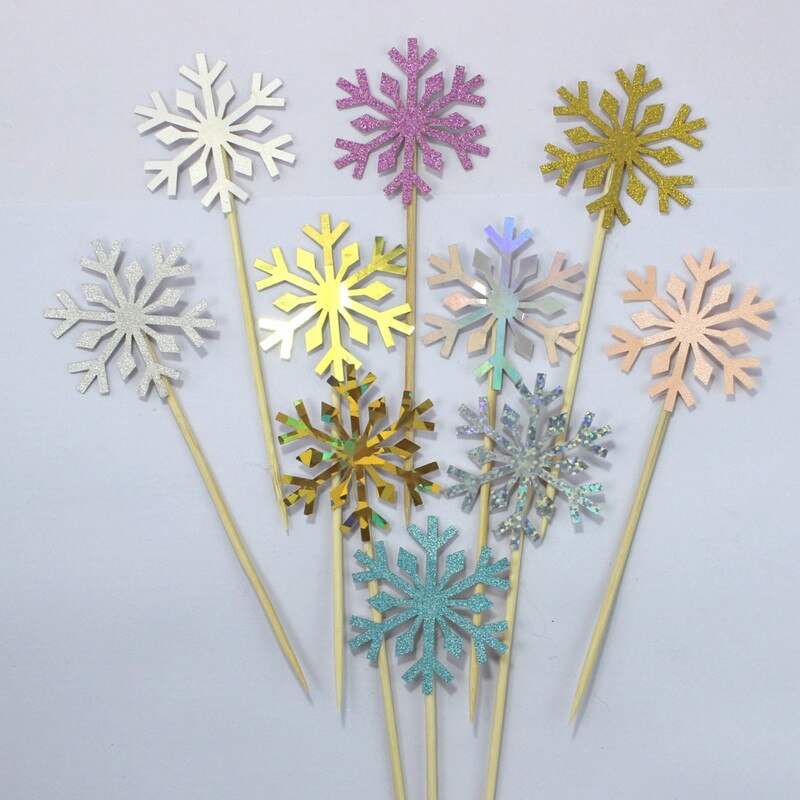 Glitter Snowflake Cake Toppers (10pcs)