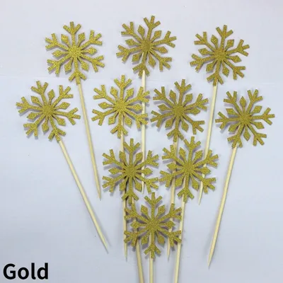 Glitter Snowflake Cake Toppers (10pcs)