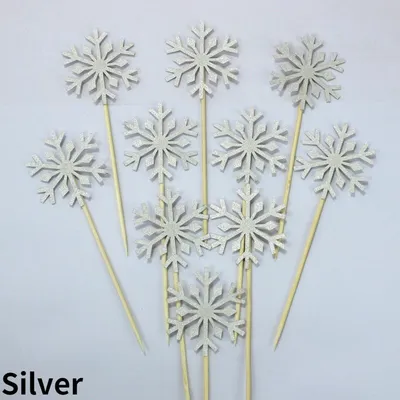 Glitter Snowflake Cake Toppers (10pcs)