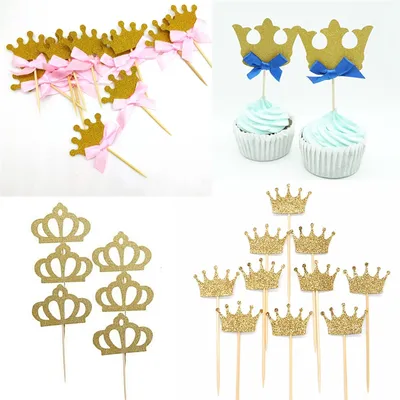 Glittered Tiara Cupcake Toppers (10 pcs)