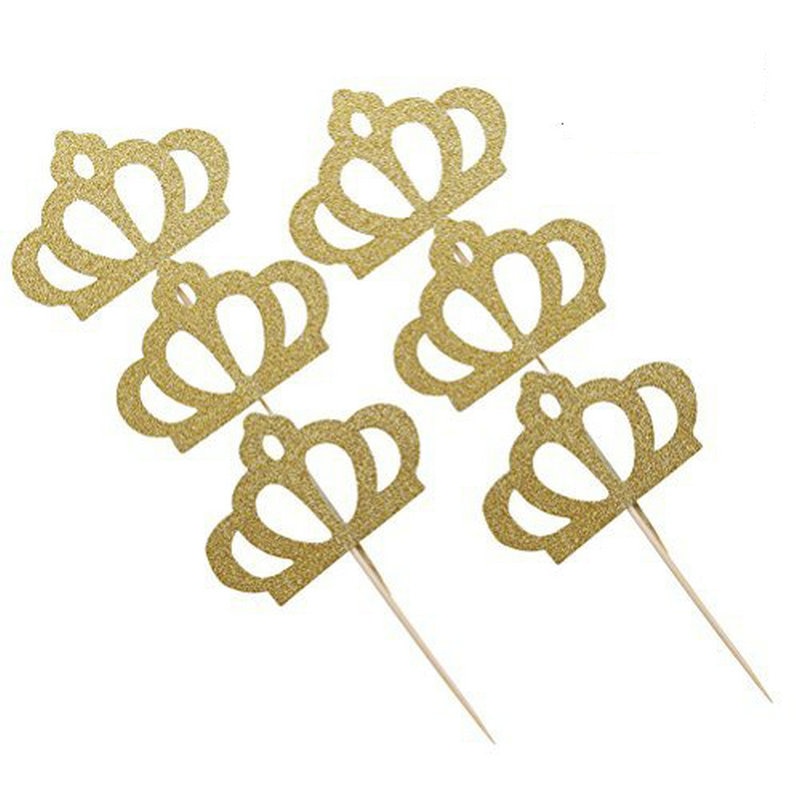 Glittered Tiara Cupcake Toppers (10 pcs)
