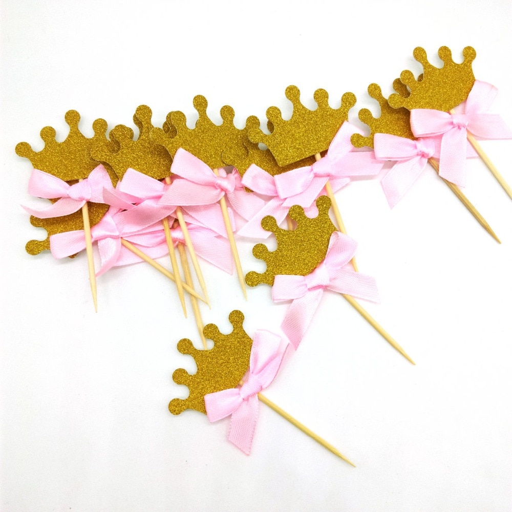 Glittered Tiara Cupcake Toppers (10 pcs)
