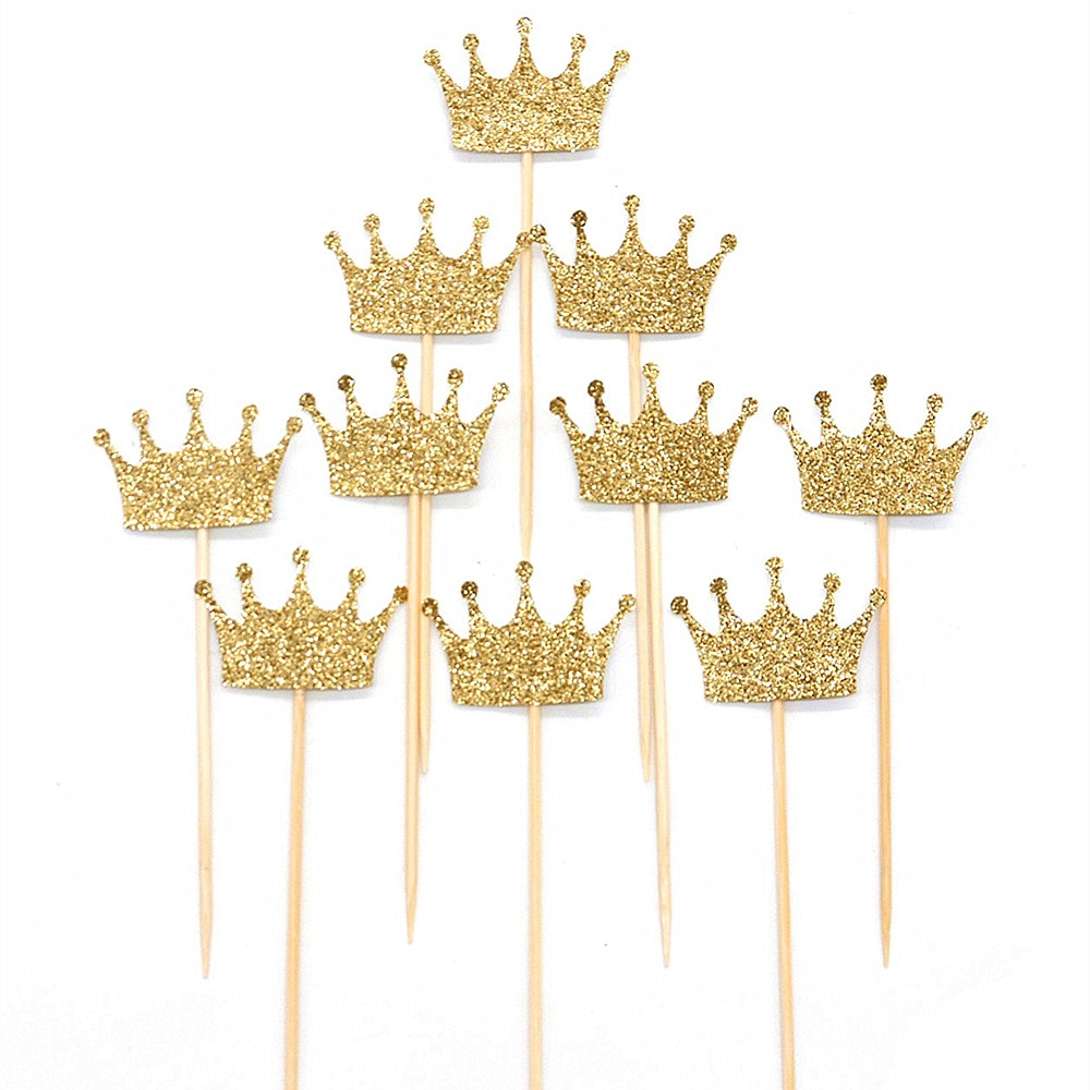 Glittered Tiara Cupcake Toppers (10 pcs)