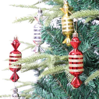 Glittery Candy Christmas Tree Decorations (6pcs) Glittery Candy Christmas Tree Decorations (6pcs)