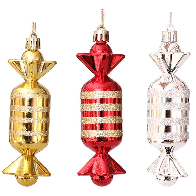Glittery Candy Christmas Tree Decorations (6pcs) Glittery Candy Christmas Tree Decorations (6pcs)