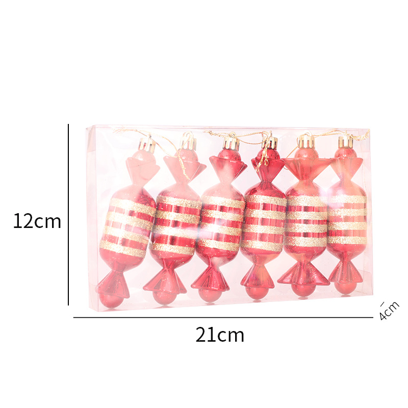Glittery Candy Christmas Tree Decorations (6pcs) Glittery Candy Christmas Tree Decorations (6pcs)
