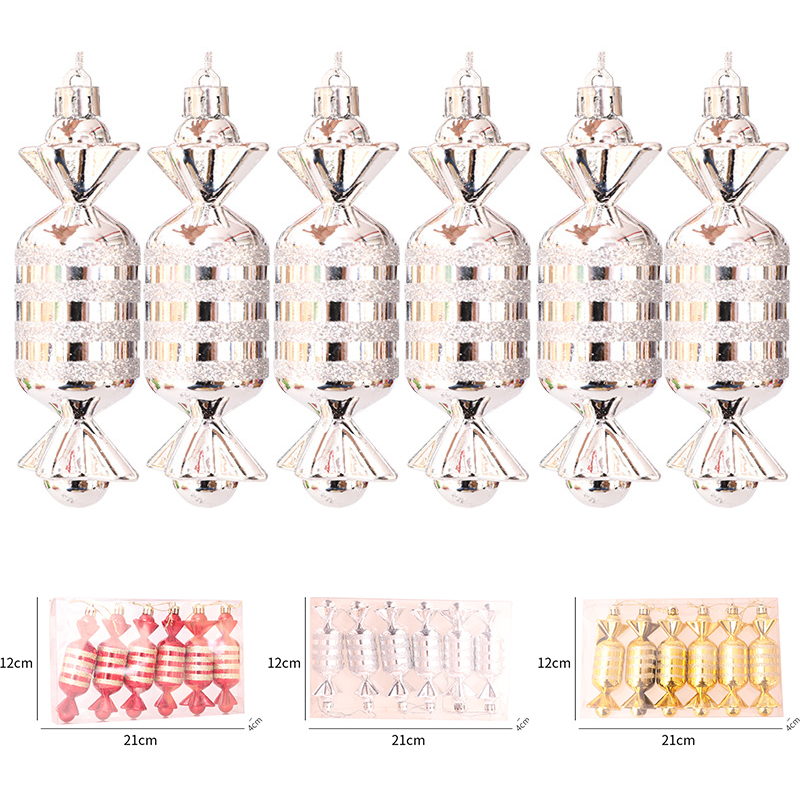 Glittery Candy Christmas Tree Decorations (6pcs) Glittery Candy Christmas Tree Decorations (6pcs)