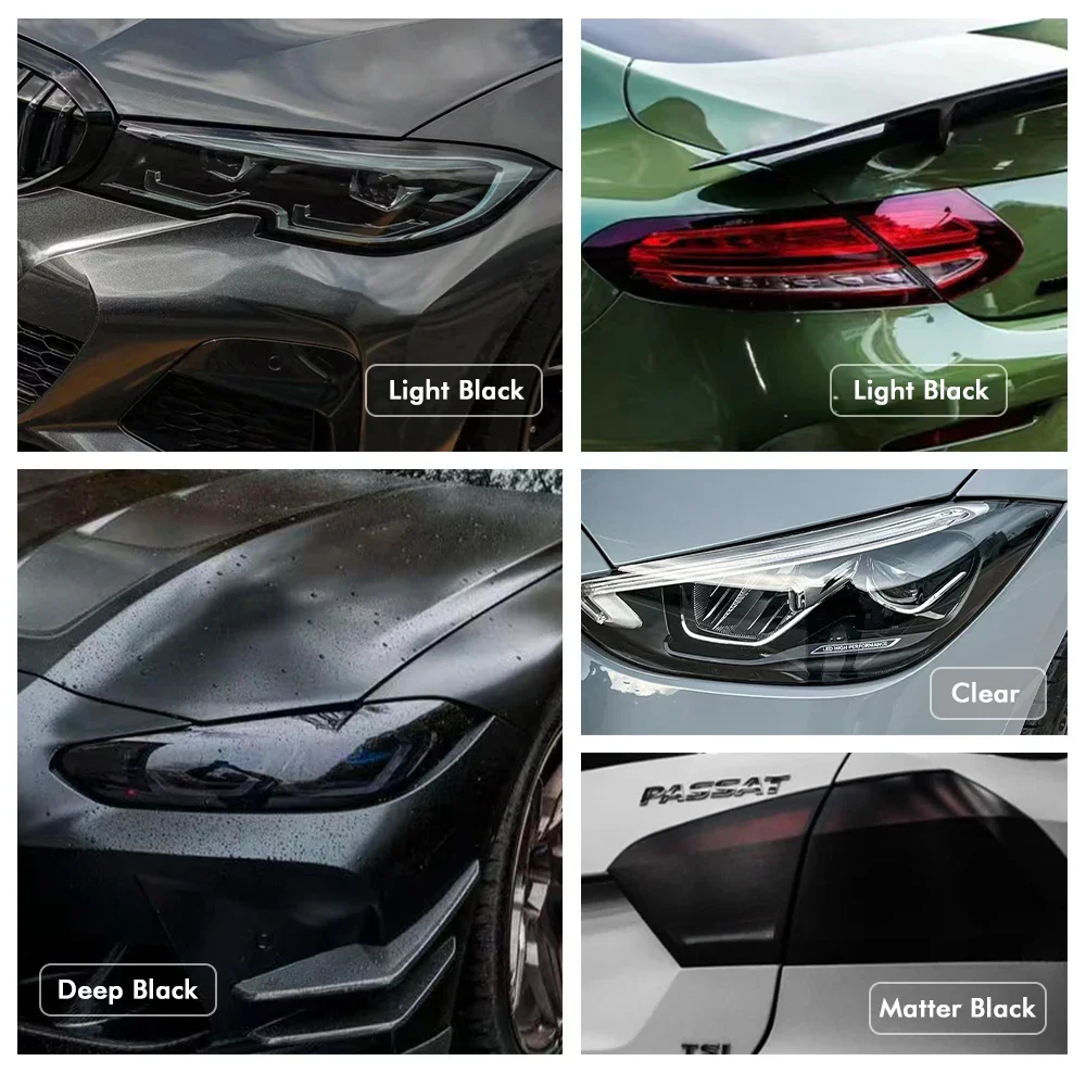 Gloss Transparent Light Black Smoke PVC Film Tint Headlight Taillight Wrap Cover Film Foil Sticker Cover Armored Film