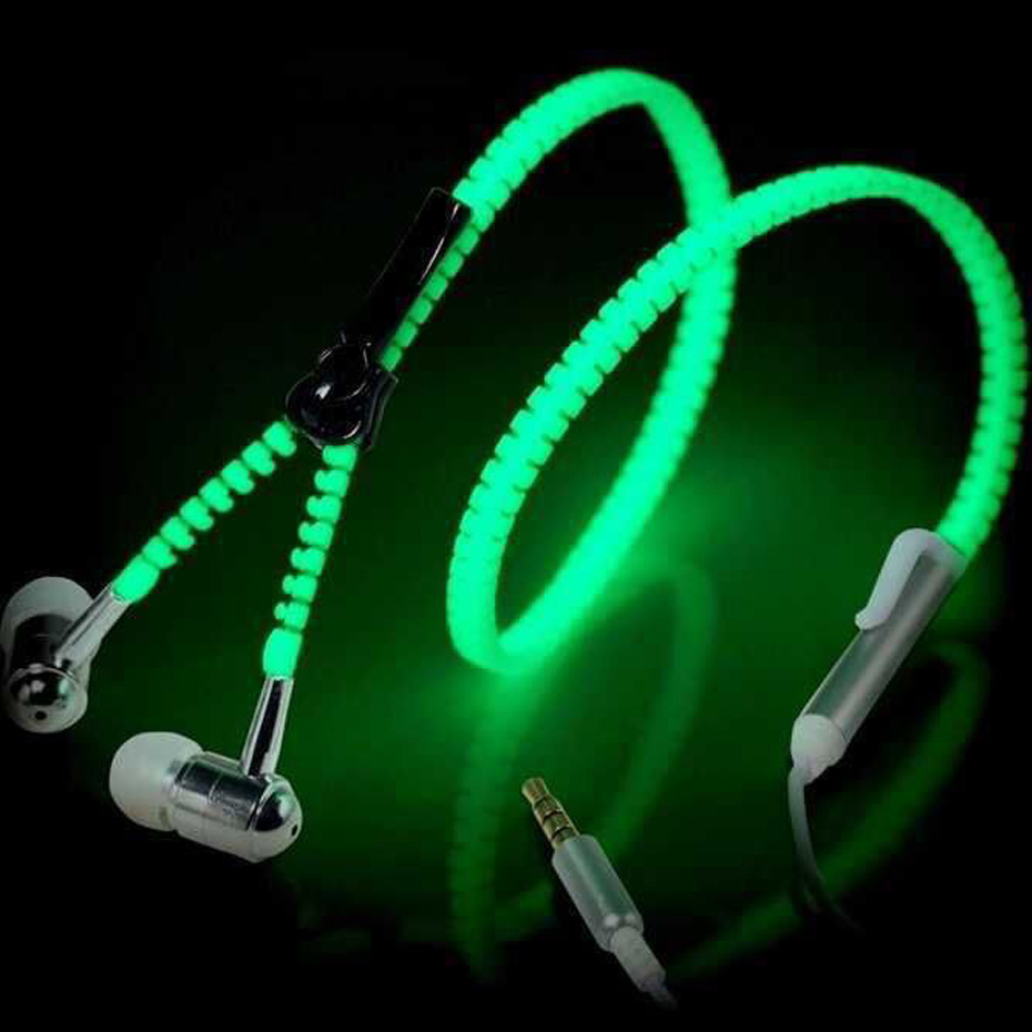 Glow Headphones Glow in the Dark Zipper Earphones Glow Headphones Glow in the Dark Zipper Earphones