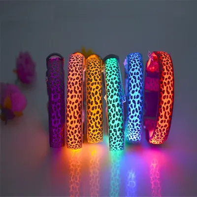 Glow in the Dark Dog Collar Leopard Print Glow in the Dark Dog Collar Leopard Print