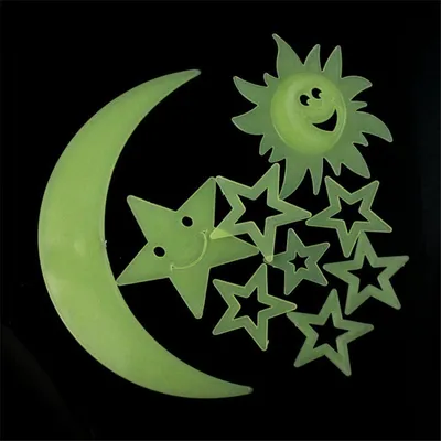 Glow in the Dark Moon and Stars Set (9pcs) Glow in the Dark Moon and Stars Set (9pcs)