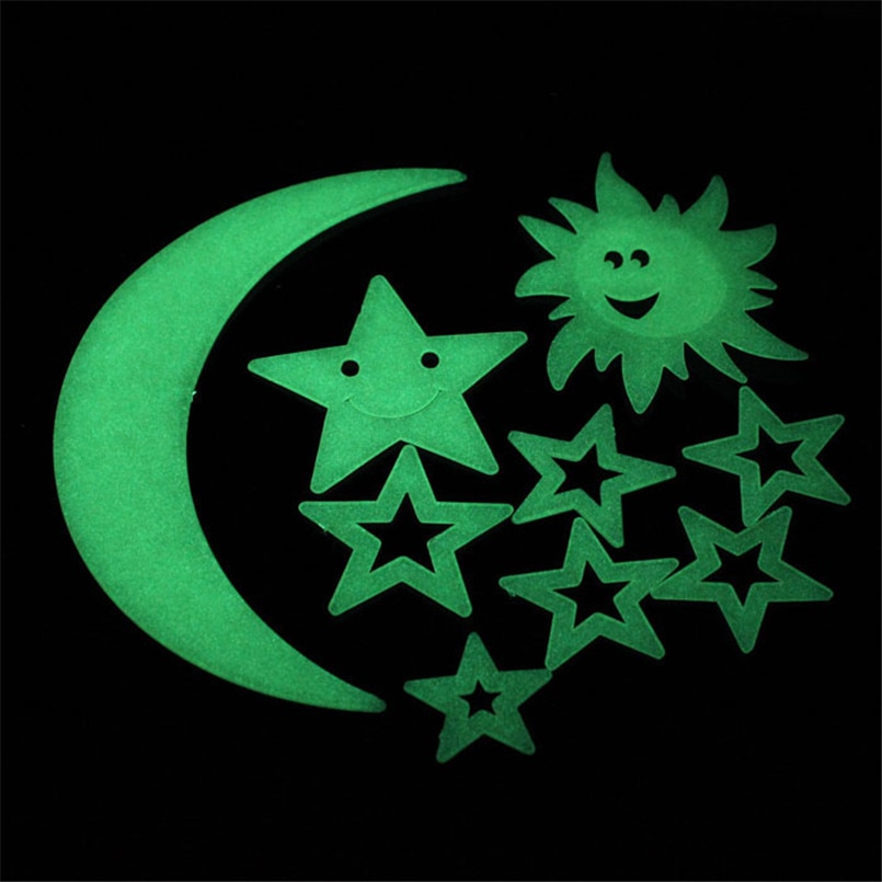 Glow in the Dark Moon and Stars Set (9pcs) Glow in the Dark Moon and Stars Set (9pcs)
