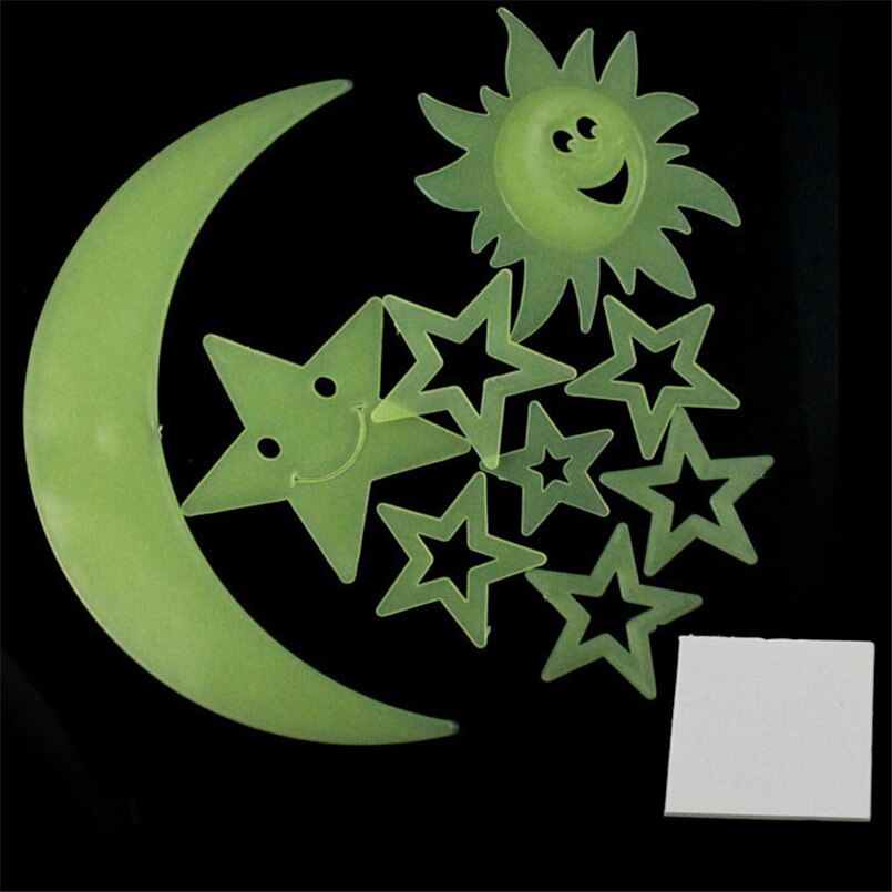 Glow in the Dark Moon and Stars Set (9pcs) Glow in the Dark Moon and Stars Set (9pcs)