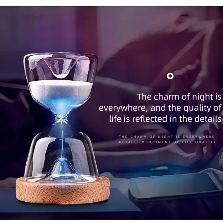 Glowing Glass Hourglass Night Light 15 Minutes Timer Sleep Aid Sand Clock Decorative Lamp Gift Glowing Glass Hourglass Night Light 15 Minutes Timer Sleep Aid Sand Clock Decorative Lamp Gift
