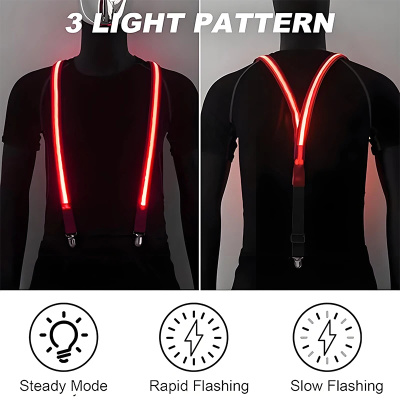 Glowing Men's LED Suspenders and Luminous Bow Tie Adjustable Elastic Flashing Led Clothing for nightclub Party supplies