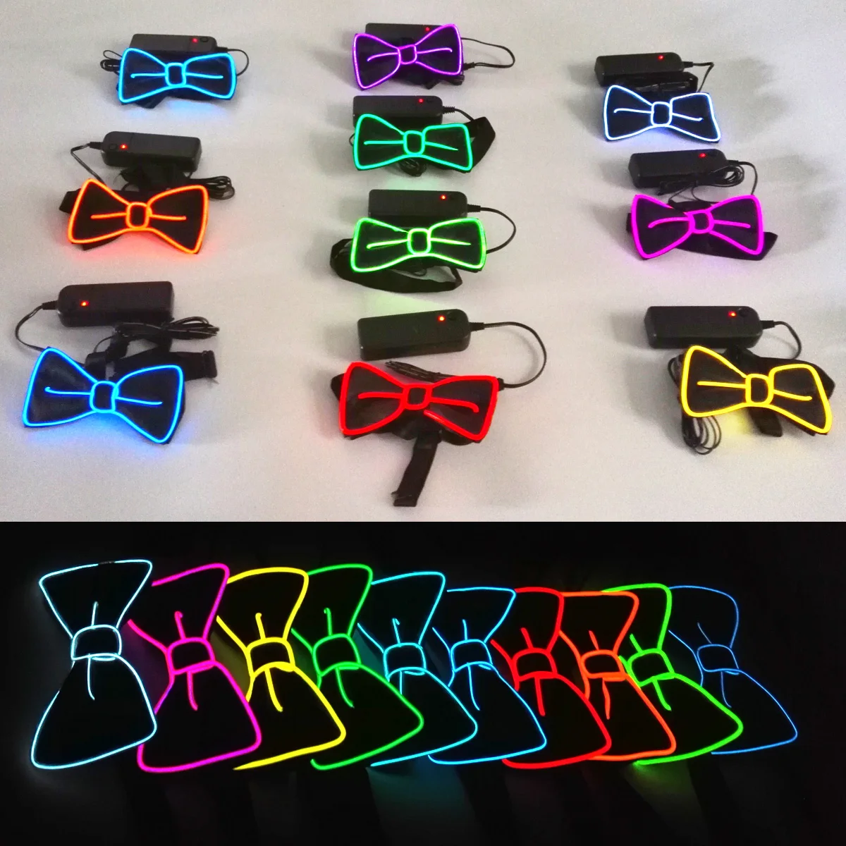 Glowing Men's LED Suspenders and Luminous Bow Tie Adjustable Elastic Flashing Led Clothing for nightclub Party supplies