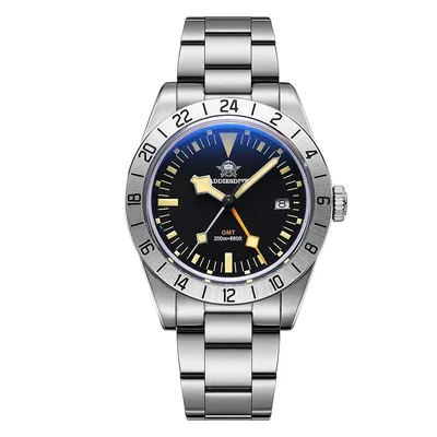 GMT Watch Men's 39mm Diver Luminous Calendar Display Stainless Steel 20ATM Quartz Watch Reloj Hombre