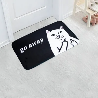 Go Away Doormat Funny Cat Design