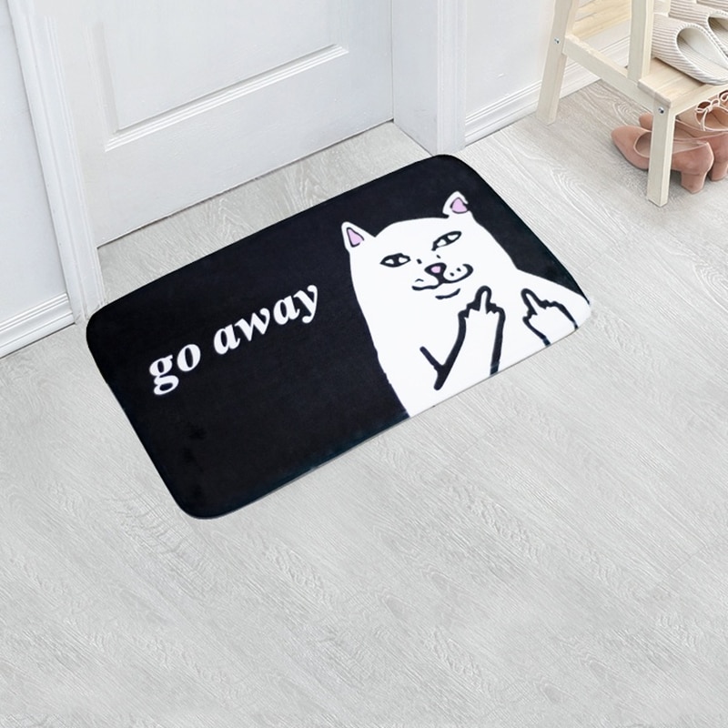 Go Away Doormat Funny Cat Design