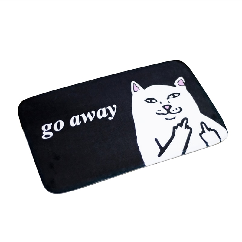 Go Away Doormat Funny Cat Design