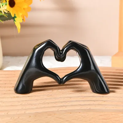 Gold Decoration, Heart Hand Statue Living Room Bedroom Decoration, Love Finger Modern Hand Gesture Sculpture Home Shelf
