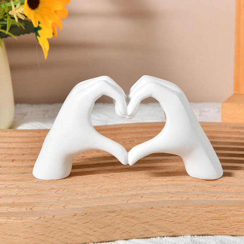Gold Decoration, Heart Hand Statue Living Room Bedroom Decoration, Love Finger Modern Hand Gesture Sculpture Home Shelf