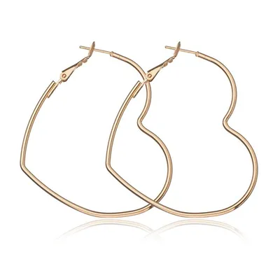 Gold Heart Hoop Earrings (2 pcs)