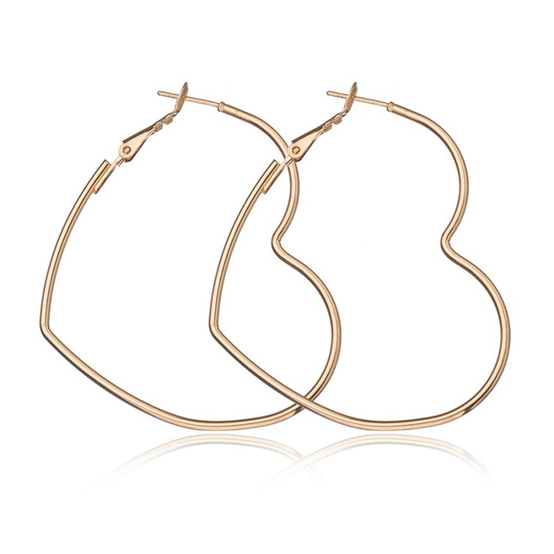 Gold Heart Hoop Earrings (2 pcs)