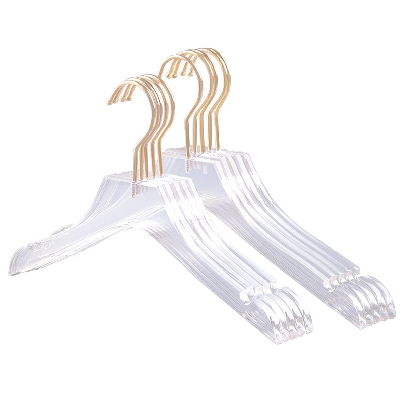 Gold Hooked Clear Plastic Hangers (5pcs)