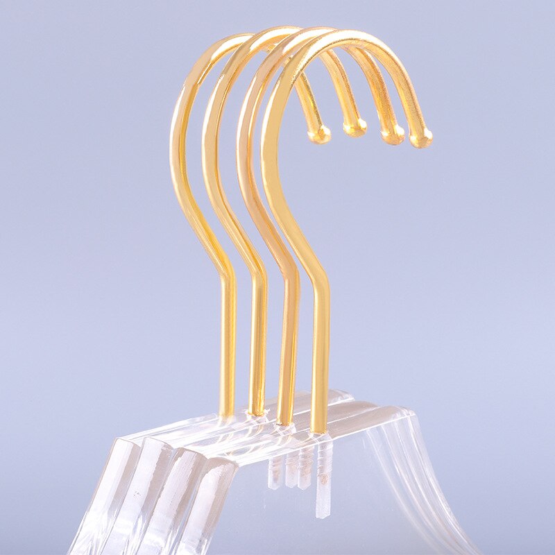 Gold Hooked Clear Plastic Hangers (5pcs)