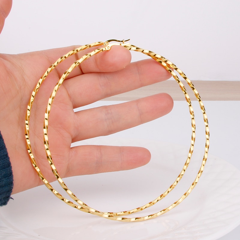 Gold Huge Hoop Earrings