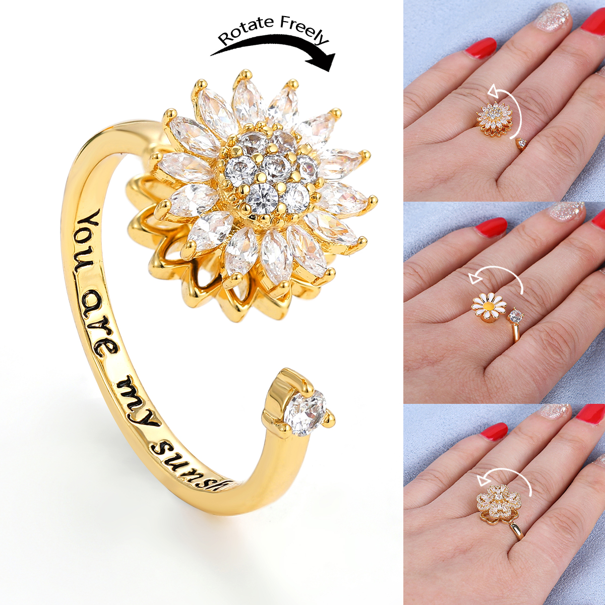 Gold Plated Fidget Women Anxiety Ring