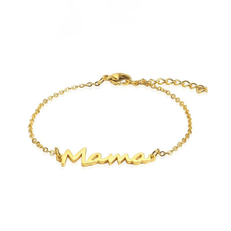 Gold Plated Stainless Steel Mama Bracelet