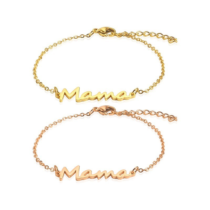Gold Plated Stainless Steel Mama Bracelet Gold Plated Stainless Steel Mama Bracelet