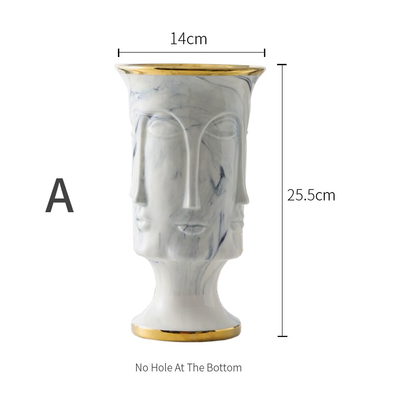 Gold Rimmed Marble Multi Face Vase
