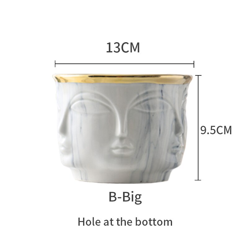 Gold Rimmed Marble Multi Face Vase