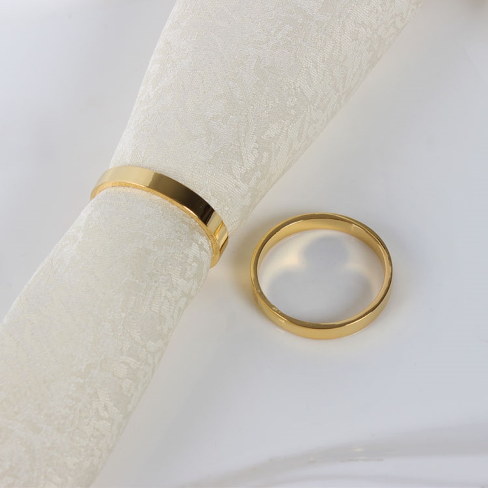 Gold Stainless Steel Napkin Rings (12pcs)
