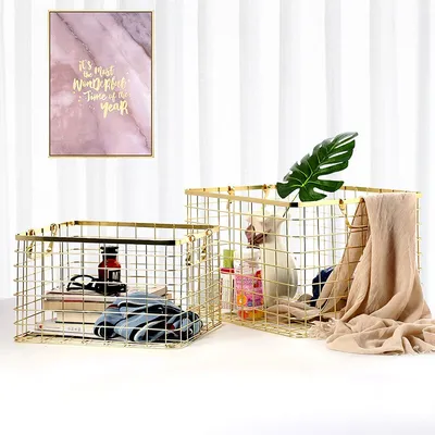 Gold Wire Basket Minimalist Style