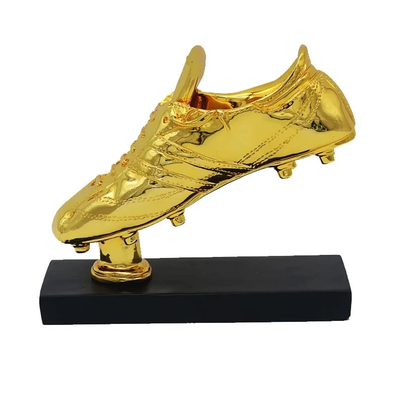Golden Boot Award Resin Charms Football Match Soccer Fans Souvenir GOLD Plating Shoe Trophy Gift Home Office Decoration