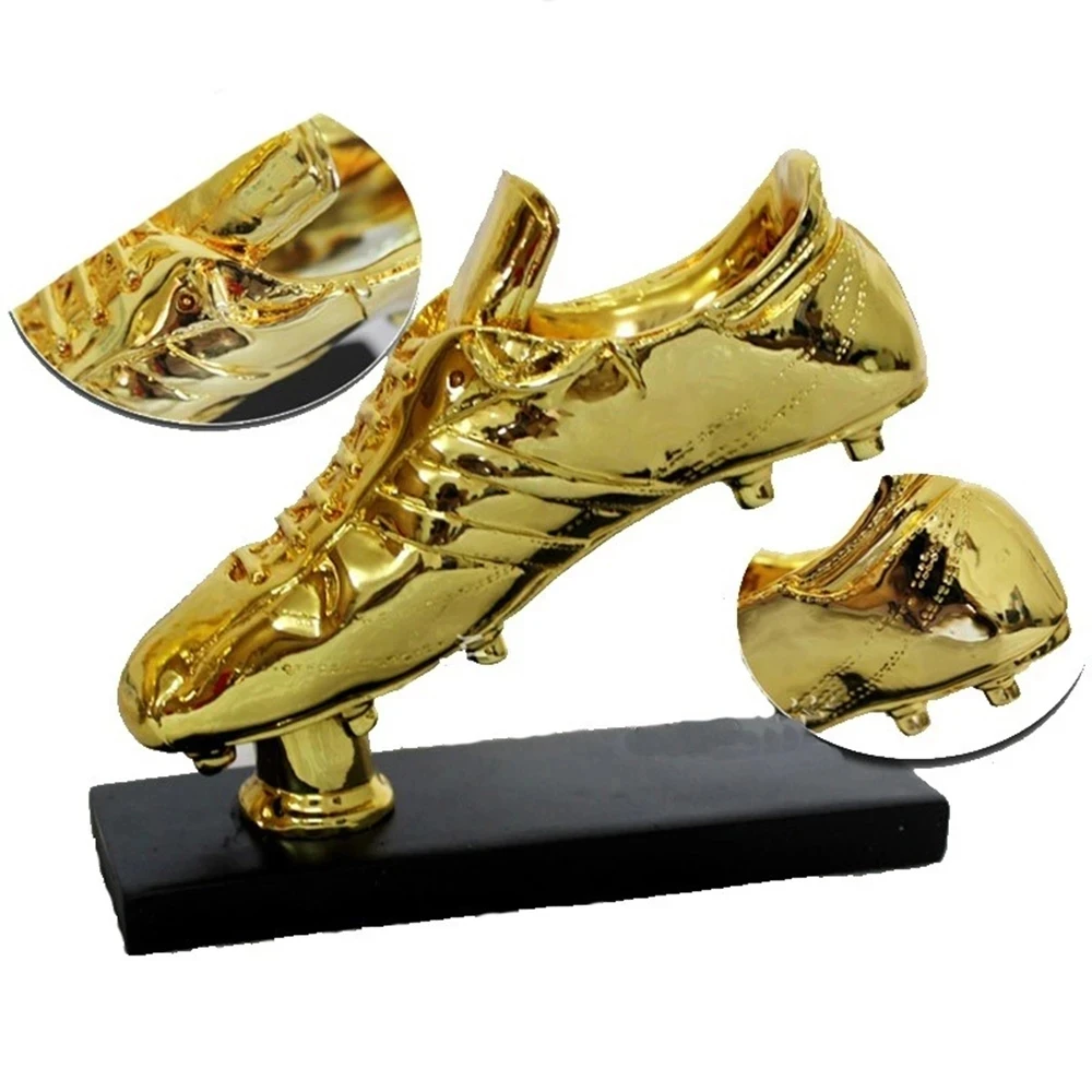 Golden Boot Award Resin Charms Football Match Soccer Fans Souvenir GOLD Plating Shoe Trophy Gift Home Office Decoration