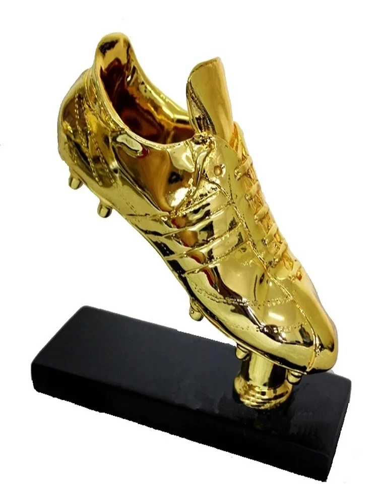 Golden Boot Award Resin Charms Football Match Soccer Fans Souvenir GOLD Plating Shoe Trophy Gift Home Office Decoration