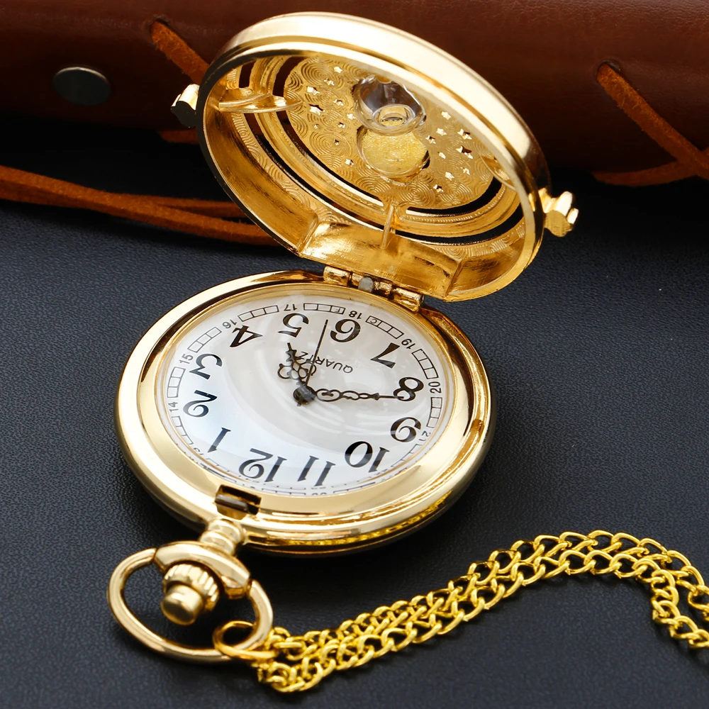 Golden Hourglass Star Men's and Women's Quartz Pocket Watch Vintage Fashion Necklace Pendant Student Festival Gift Golden Hourglass Star Men's and Women's Quartz Pocket Watch Vintage Fashion Necklace Pendant Student Festival Gift
