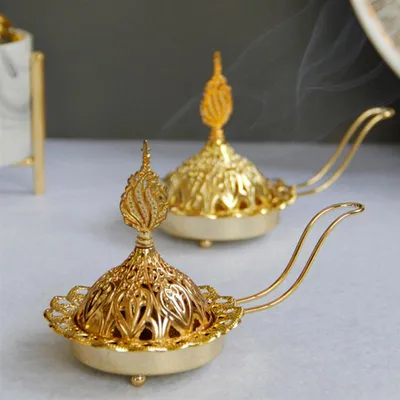Golden Metal Arabic Incense Burner Golden Metal Arabic Incense Burner