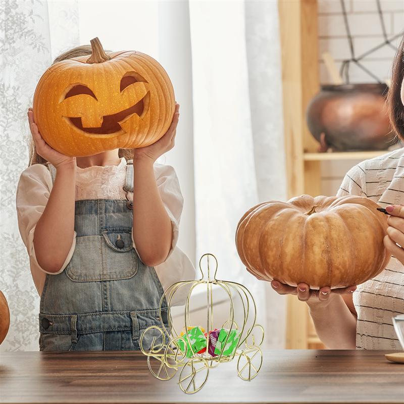 Golden Metal Pumpkin Carriage Centerpiece