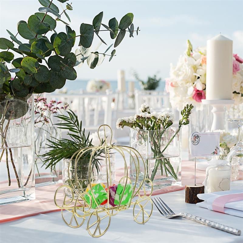 Golden Metal Pumpkin Carriage Centerpiece